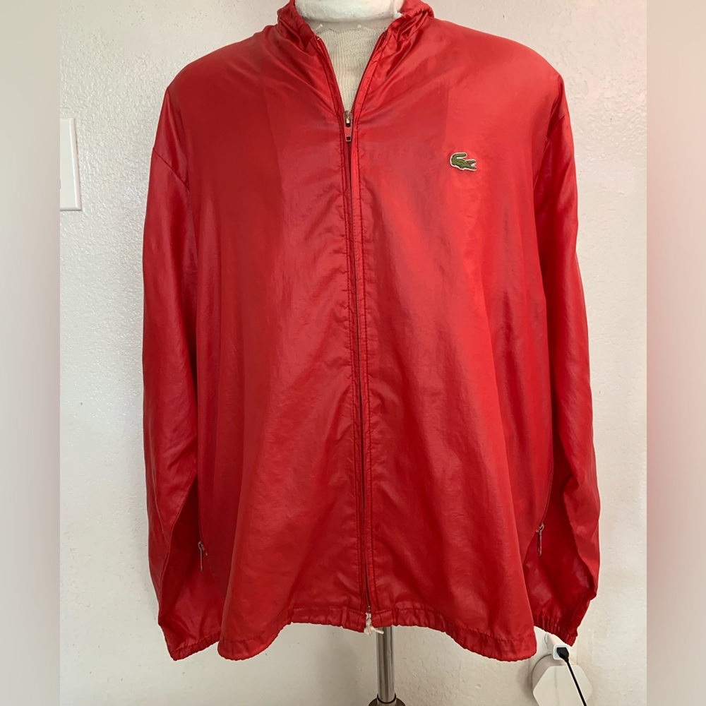 Vintage Izod Lacoste Windbreaker with hoodie, Size XL, color red - Picture 5 of 8